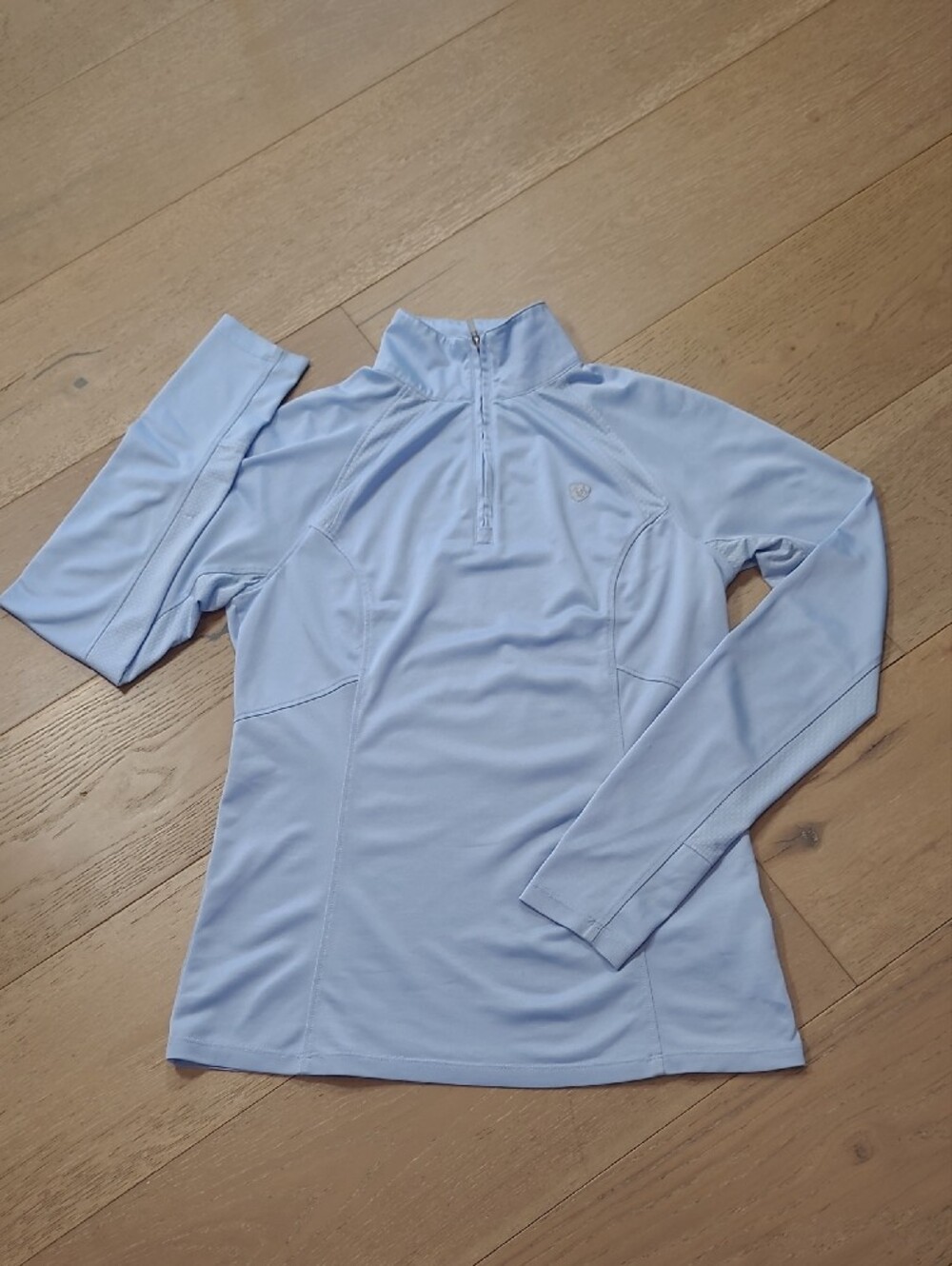 Ariat Tek Sunstopper 1/4 Zip Long Sleeve Women's sz S Light Blue Performance Top